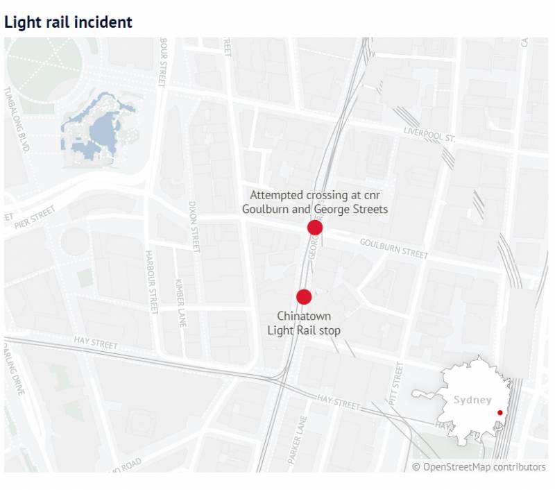 悉尼市中心電車事故，16嵗少女被拖行200米