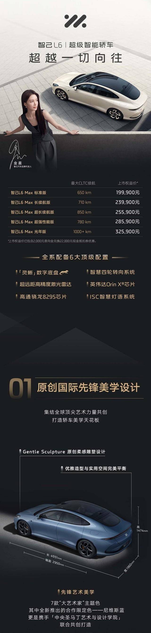 国产电动轿跑智己L6，零百加速2.74秒，售价19.99万元起售