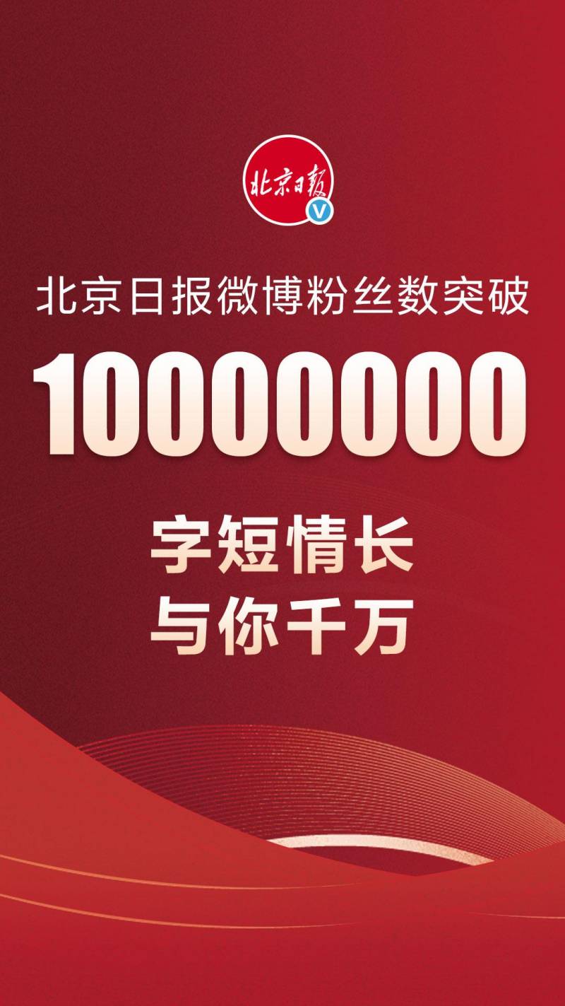 北京日报微博喜讯，粉丝数达到惊人1000万！