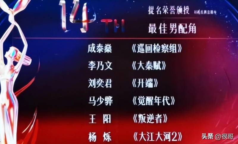 马少骅金鹰奖最佳男配角提名实至名归，刘奕君、王阳、杨烁入围也是肯定