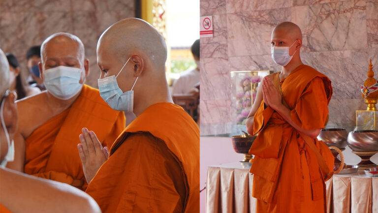 他泰男神出家照，展现僧侣生活的虔诚与宁静