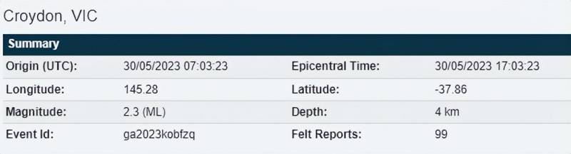 墨尔本周日晚3.8级地震:多地摇晃,专家警告可能有余震