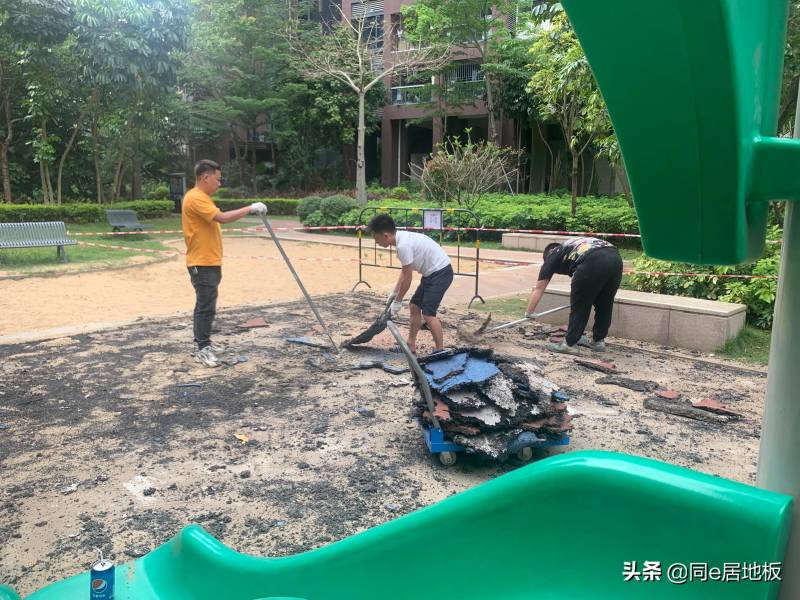 儿童游乐场地面弹性橡胶颗粒地垫施工做法及案例分享