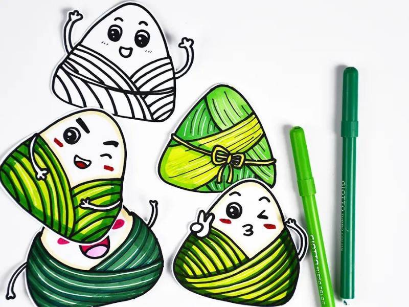 儿童画端午节绘画教程，绘制端午粽子与文化传承