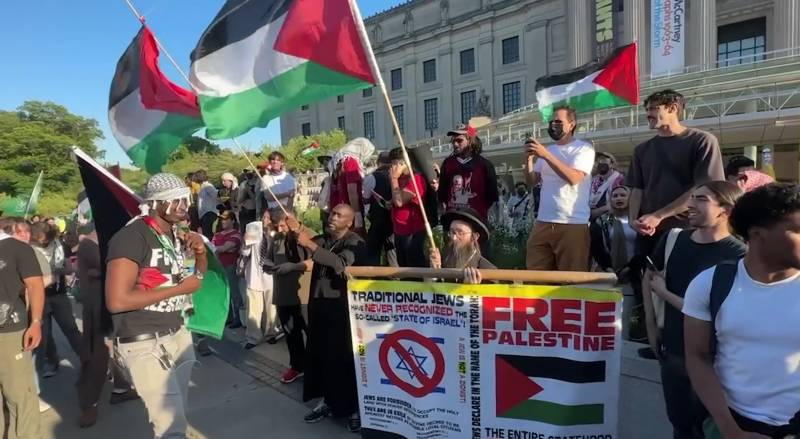 纽约亲以色列人士行为艺术表演引上千名反以色列抗议者占领博物馆