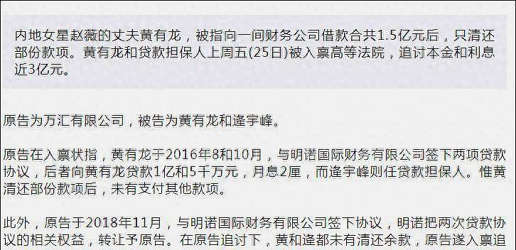 赵薇的老公黄有龙陷追债风波，25亿债务利息高达12亿